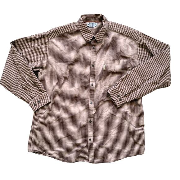 Columbia Sportswear Brown Plaid Button Down Shirt Long Sleeve Shirt Men Sz XL - Picture 1 of 6